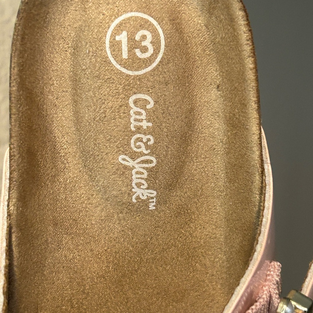 Cat&Jack Girls' Drew Slip-On Footbed Sandals Pink Size 13 - Picture 9 of 10